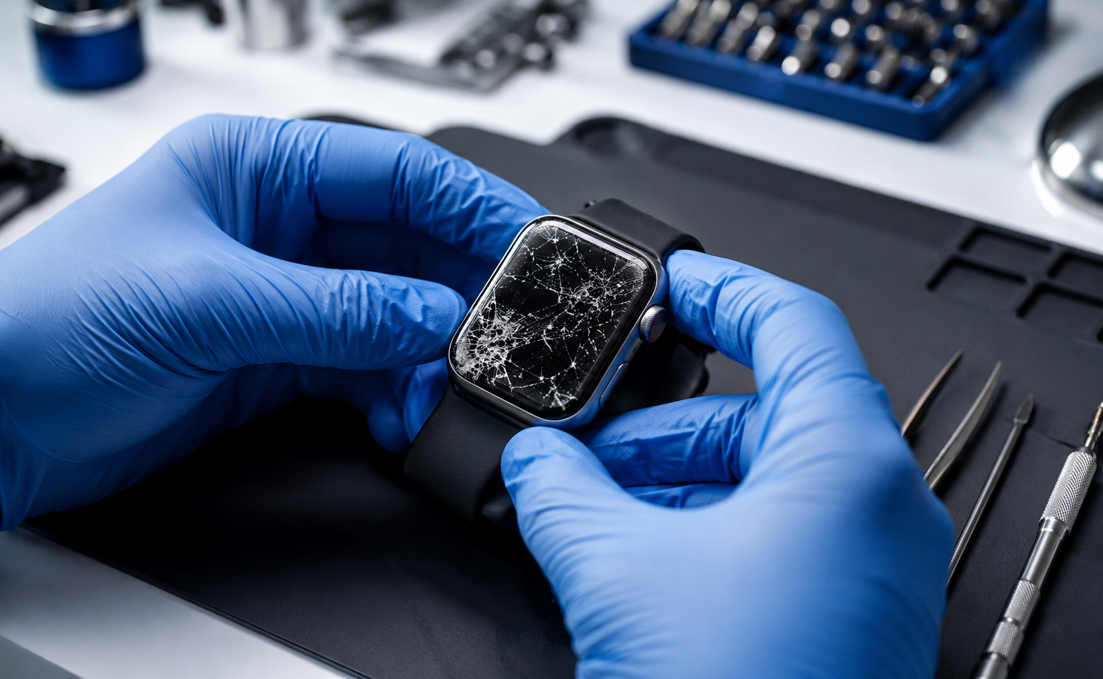 Apple Watch Screen & Battery Repair Tauranga – Fast, Trusted Experts | Care2Phone 1 Apple Watch repair Tauranga — Care2Phone technician repairing a cracked Apple Watch screen at the Devonport Road store in Tauranga